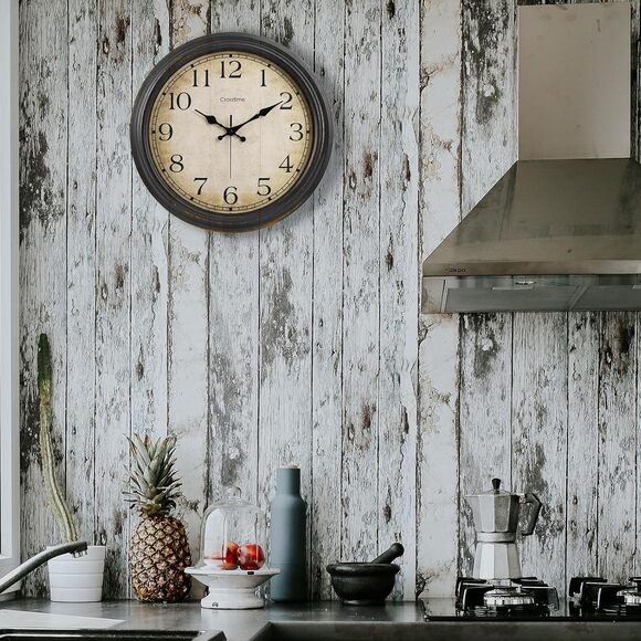 Crosstime Vintage Black Wall Clock 16in - Picture 6 of 7